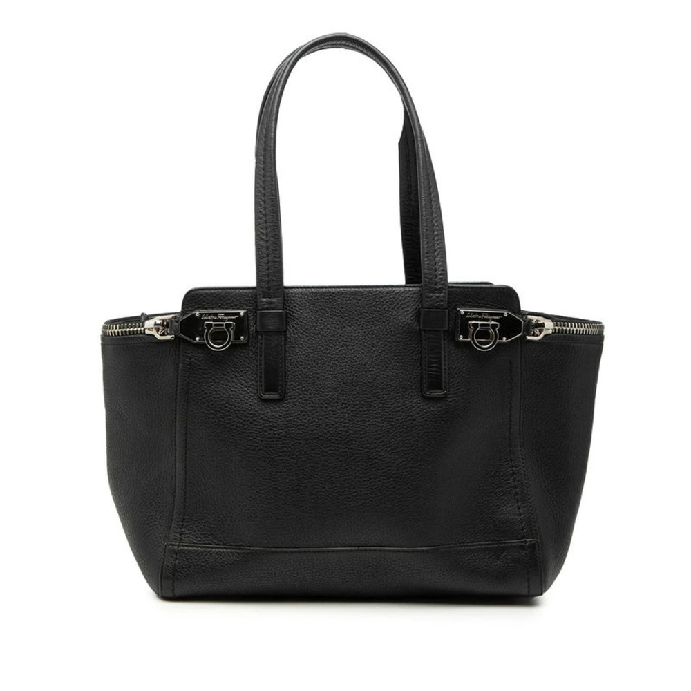 Salvatore Ferragamo Gancini 2way Shoulder Bag Tote Black Leather